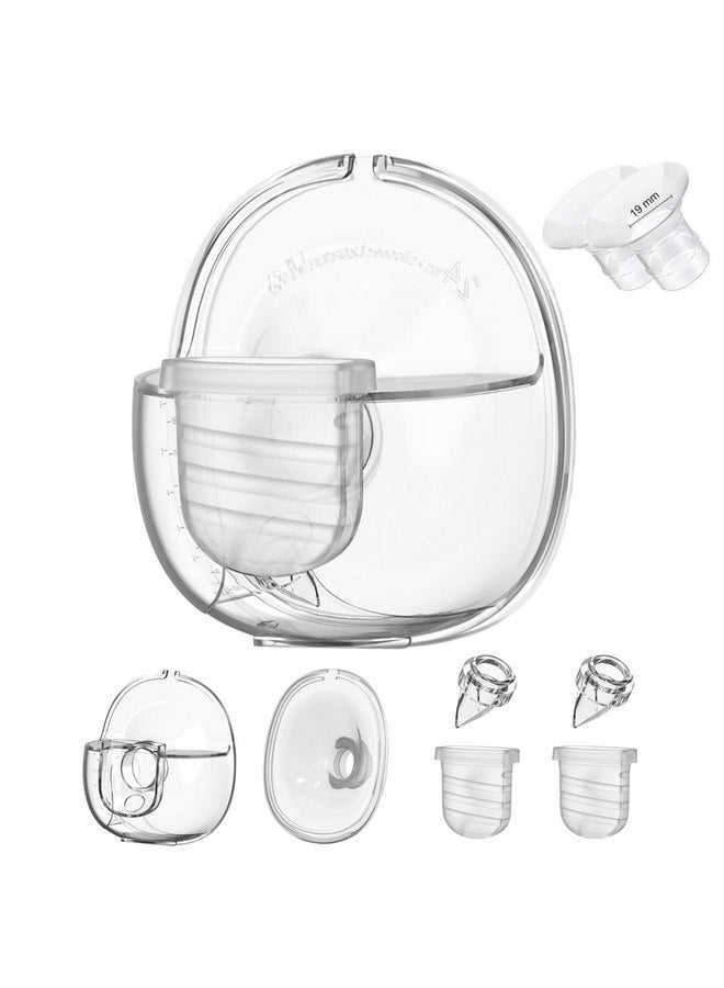 قطع غيار مضخة الثدي القابلة للارتداء، كوب تجميع الحليب، متوافق مع مضخة الثدي القابلة للارتداء S32، تتضمن صمام منقار البط، شفة 24 مم، غشاء سيليكون، رابط، قطعتان إضافيتان من شفة 19 مم - Image 1