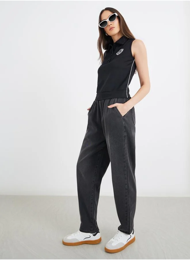 ستايلي Styli Barrel Fit Ankle Length Washed Jeans