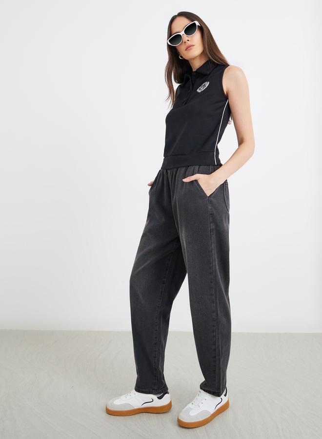 ستايلي جينز ستايلي بخصر واسع وطول الكاحل مغسول - Image 1