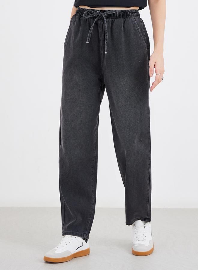 ستايلي جينز ستايلي بخصر واسع وطول الكاحل مغسول - Image 2