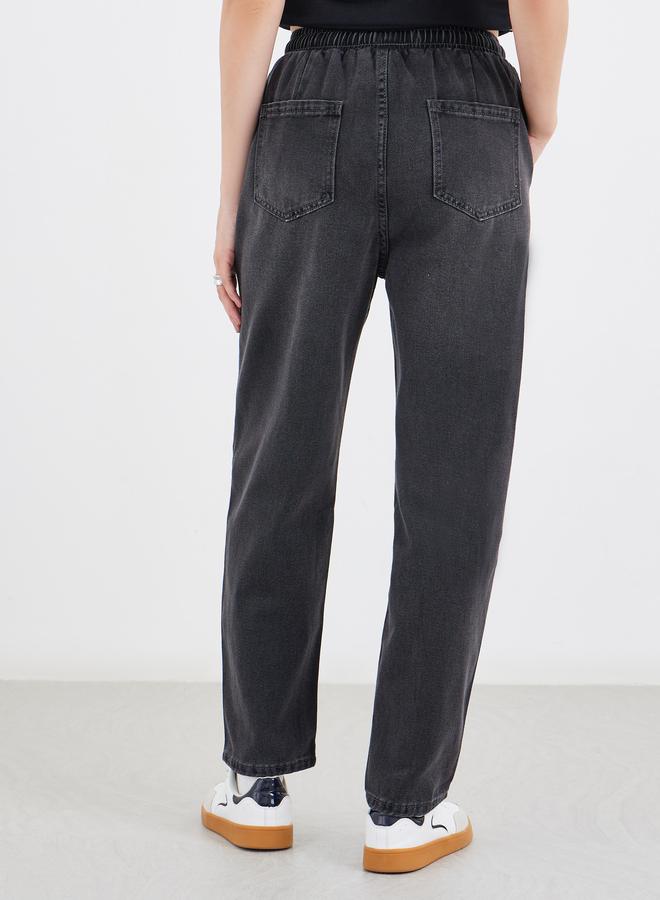 ستايلي جينز ستايلي بخصر واسع وطول الكاحل مغسول - Image 4