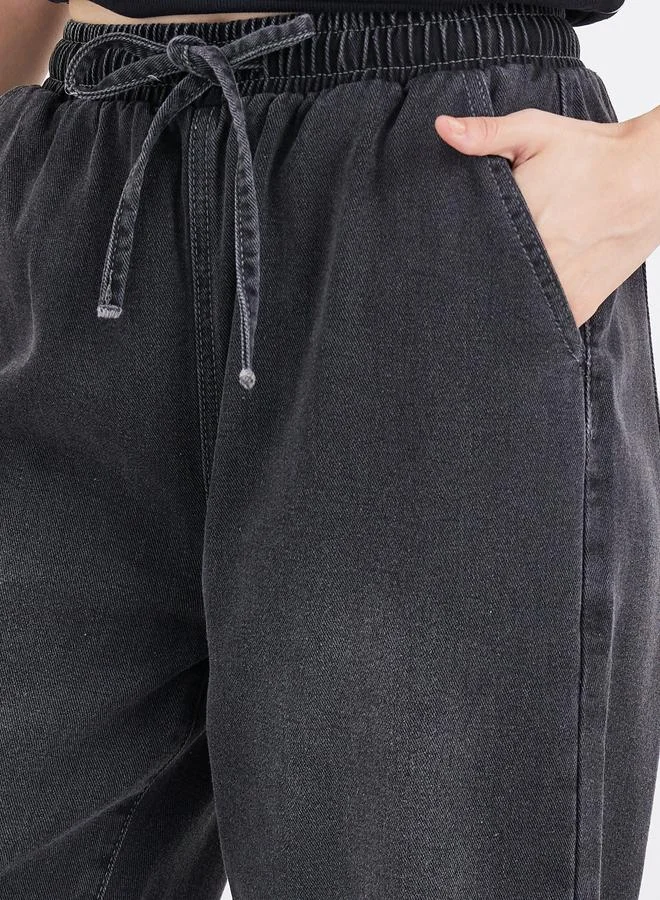Styli Styli Barrel Fit Ankle Length Washed Jeans