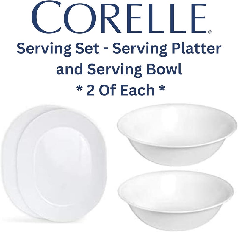 Corelle 1214Inch Serving Platter Winter Frost White  2Pack with 2Quart Serving Bowl Winter Frost White 2PK  Bundle Set of 4 - Image 4