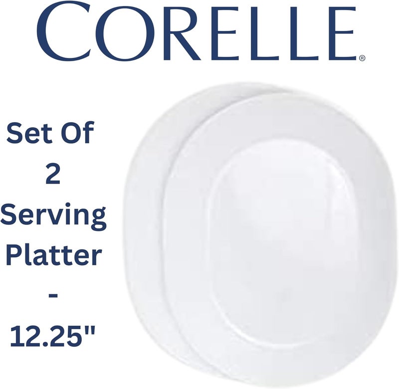 Corelle 1214Inch Serving Platter Winter Frost White  2Pack with 2Quart Serving Bowl Winter Frost White 2PK  Bundle Set of 4 - Image 2