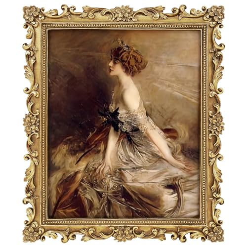 FJXMFRAME Gold 8x10 Picture Frame Vintage Antique Baroque for Wall or Tabletop Display, Ornate Gothic Victorian Frames Matted to 5x7 Photo - Image 1