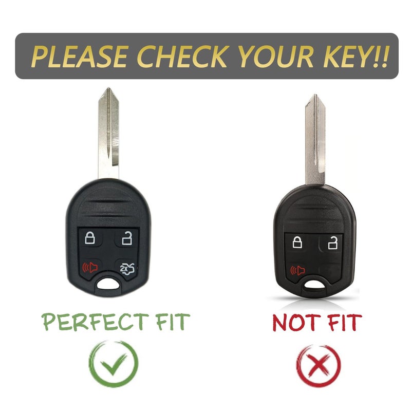KarLingjun Key Fob Cover for Ford Expedition 4 Buttons Silicone Key Fob Remote Case Fit for Ford Expedition Mustang Taurus 2012 2013 2014 2015丨CWTWB1U793 164-R8067 5912561 164-R8073 OUC6000022 (Black) - Image 2