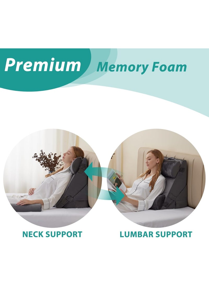 Adjustable 4pcs Bed Wedge Pillow Set, Memory Foam Wedge Pillows Post Surgery for Back, Neck, Leg Pain Relief, Pillow Wedge for Sleeping, Sitting up in Bed, Acid Reflux and GERD, Velvet - Image 3
