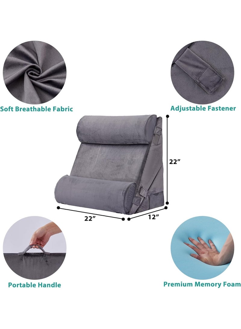 Adjustable 4pcs Bed Wedge Pillow Set, Memory Foam Wedge Pillows Post Surgery for Back, Neck, Leg Pain Relief, Pillow Wedge for Sleeping, Sitting up in Bed, Acid Reflux and GERD, Velvet - Image 5