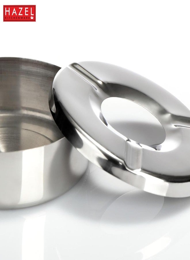 HAZEL Stainless Steel Ashtray with Lid | Windproof Lid Ash Tray for Cigarettes | Portable Ashtray for Home, Office, Outdoor Use - Image 5