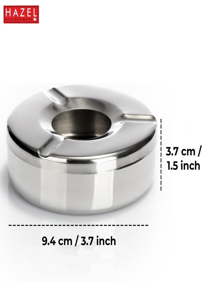 HAZEL Stainless Steel Ashtray with Lid | Windproof Lid Ash Tray for Cigarettes | Portable Ashtray for Home, Office, Outdoor Use - Image 4