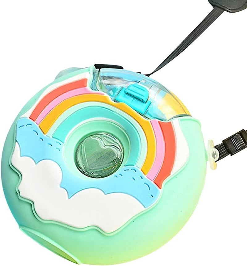 woobles Portable Children Water Bottle Cute Doughnut Shape Baby Water Cup With Back Strap Silicone Production (G) - Image 1