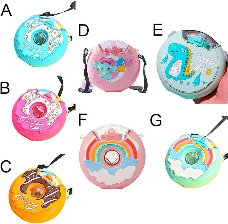woobles Portable Children Water Bottle Cute Doughnut Shape Baby Water Cup With Back Strap Silicone Production (G) - Image 4