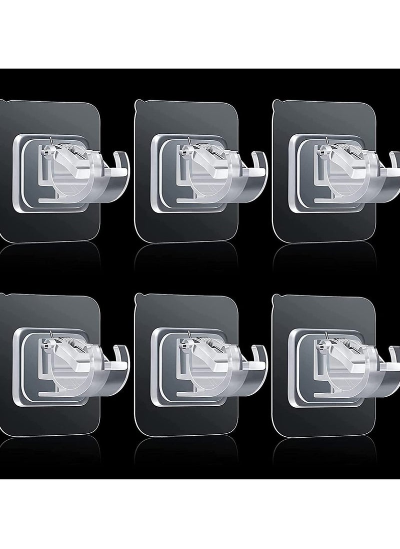 Y&D Adjustable Rod Bracket, Self-Adhesive Curtain Hook No Drill Fixing Holder Bracket Drapery Pole Towel ABS Wall for Home Bathroom Living Room Hotel Use (6 Pieces, Clear)  - Image 1