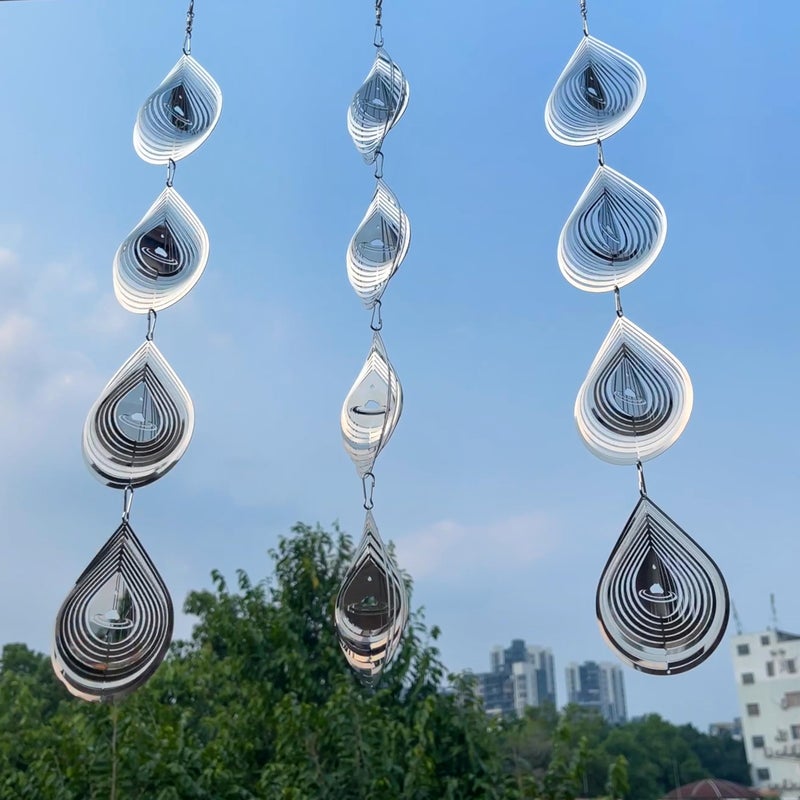 Kexsscai Water Droplets Bird Scare Discs Set-Highly Reflective Double-Sided Bird Reflectors, Extra Sparkly Metal Wind Spinner Outdoor Garden Decor, Decorations to Scare Away Yard Birds - Image 4