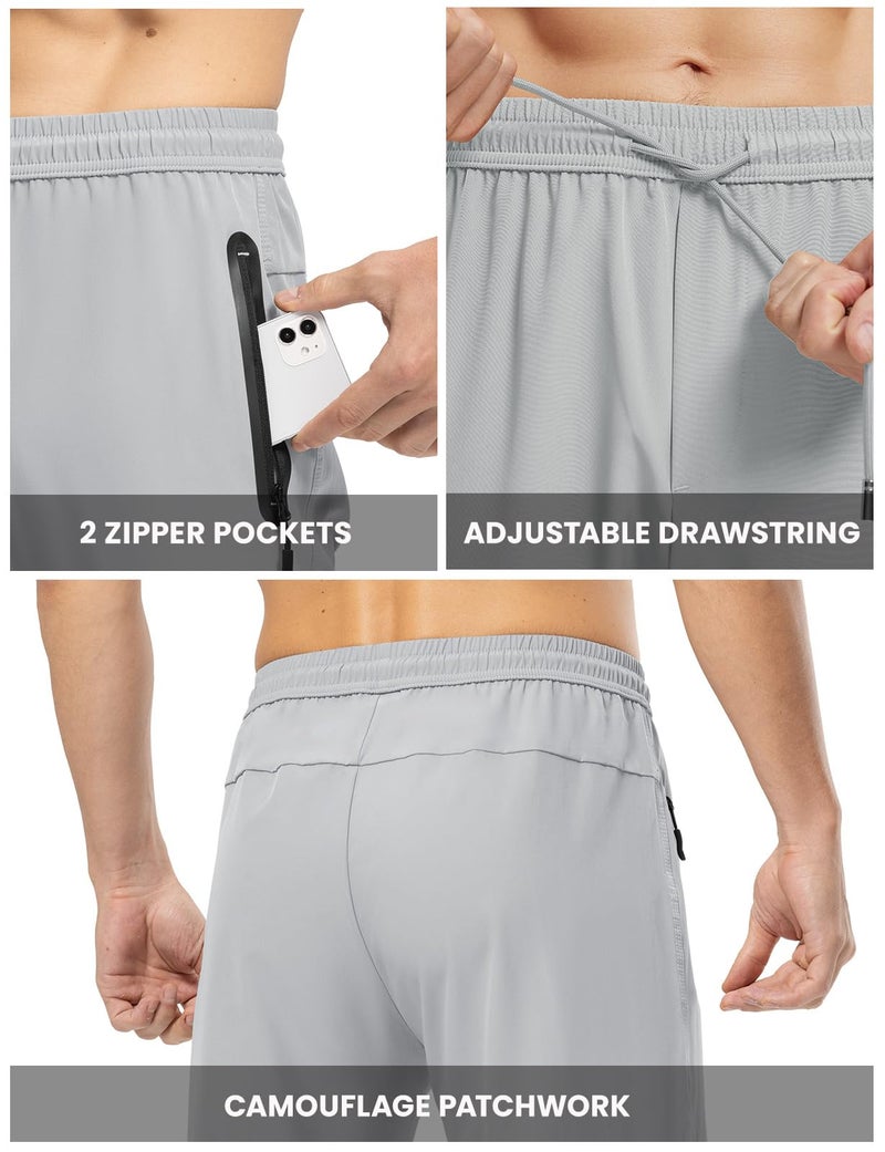 Rdruko Men's Sweatpants with Zipper Pockets Athletic Pants for Jogging, Workout, Gym, Running, Exercise Open Bottom(Light Grey, US S) - Image 5