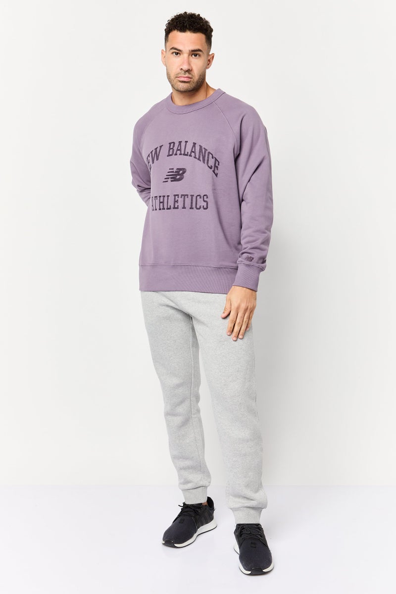 New Balance Men Relaxed Fit Long Sleeves Outdoor Sweatshirt, Purple  - Image 3