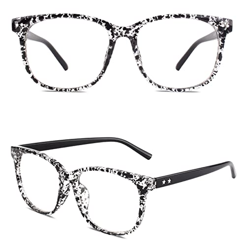 GQUEEN Fake Non Prescription Glasses Clear Lens for Women Men Oversized Frame UV400 Protection Black Spot, 201581 - Image 1