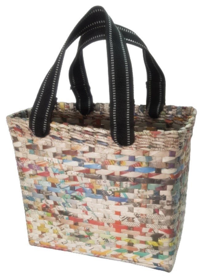 Sonas Creation Paperus, Medium, Natural Lunch Bag, Tiffin Basket for Office, Handbag, Carry Bag, Travel Bag, Eco-Friendly, Handmade, of Paper Ropes, in Inches 11 Height, 12 Length & 6 Wide Base - Image 1