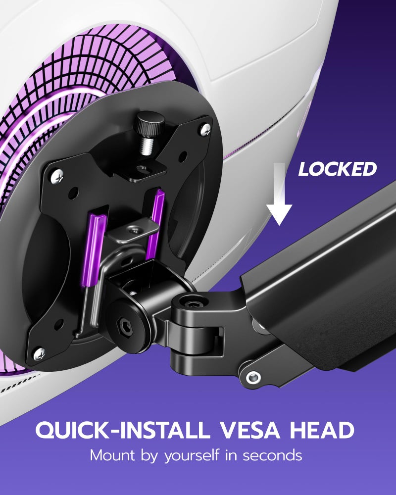 ARES WING Single Monitor Mount - Ultrawide Monitor Arm for 40 34 32 27 Inch Heavy Duty Curved Screen Up to 26.4 lbs with Clamp/Grommet Desk Mount, 75/100 Vesa Mount, Black - Image 3