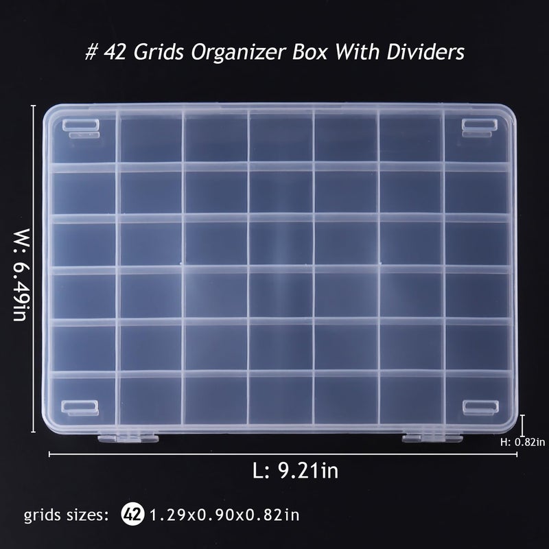 Fspronail 42 Grids Clear Large Plastic Organizer Box With Dividers, Bead Organizers And Storage Compartment Container For Nail Accessories/Jewelry/Craft/Screw/Small Parts/Diamond Painting Art Tools - Image 2