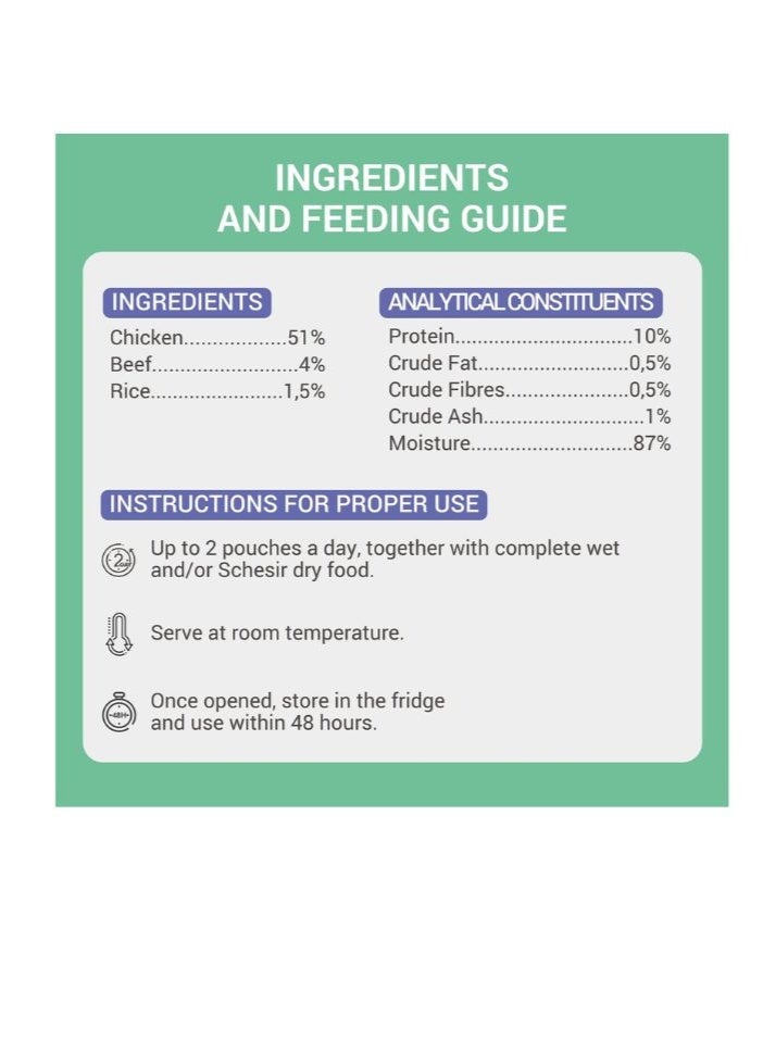 شيسر شيسير مكملات طعام القطط الرطب في المرق – دجاج مع لحم البقر 70 جم [الحد الأدنى للطلب: 12 قطعة] - Image 3