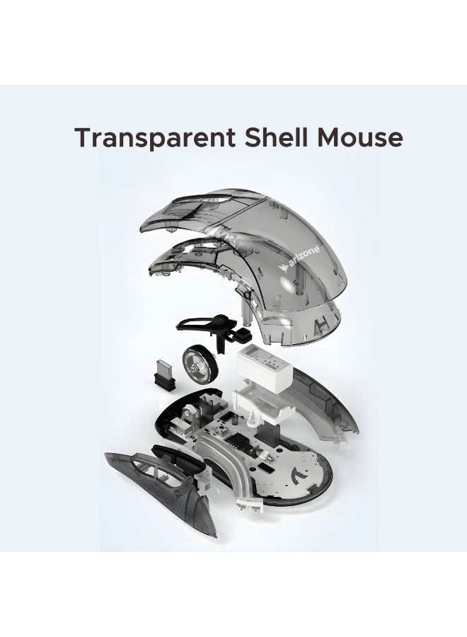 أريزون فأرة أريزون AM-09 اللاسلكية العمودية الشفافة ثنائية الوضع - فأرة ألعاب ومكتب قابلة لإعادة الشحن بإضاءة RGB مريحة - Image 5