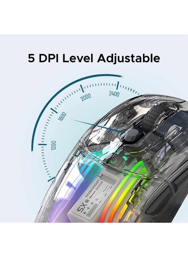 أريزون فأرة أريزون AM-09 اللاسلكية العمودية الشفافة ثنائية الوضع - فأرة ألعاب ومكتب قابلة لإعادة الشحن بإضاءة RGB مريحة - Image 4