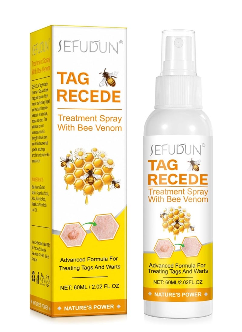 Sefudun 60ml Bee Venom Wart Remover Spray Skin Tag Removal Safe and Painless Clear Skin Tag and Mole Skin Tag Remover for All Skin Types Tag Recede Bee Venom Spray  - Image 1