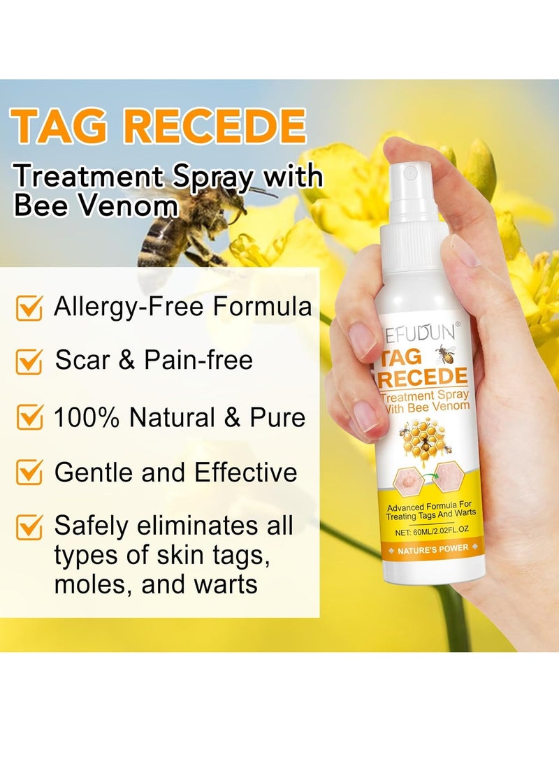 Sefudun 60ml Bee Venom Wart Remover Spray Skin Tag Removal Safe and Painless Clear Skin Tag and Mole Skin Tag Remover for All Skin Types Tag Recede Bee Venom Spray  - Image 2