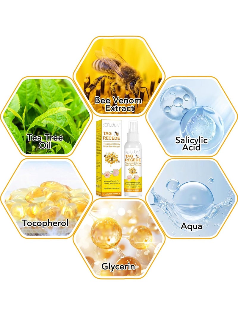 Sefudun 60ml Bee Venom Wart Remover Spray Skin Tag Removal Safe and Painless Clear Skin Tag and Mole Skin Tag Remover for All Skin Types Tag Recede Bee Venom Spray  - Image 4