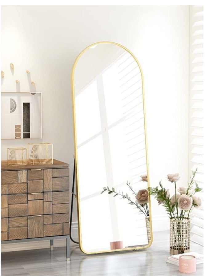 165*60 Arched Full Length Mirror, Floor Big Standing Mirror, Against Wall for Bedroom,Dressing and Wall-Mounted Thin Frame Mirror, Gold - Image 4
