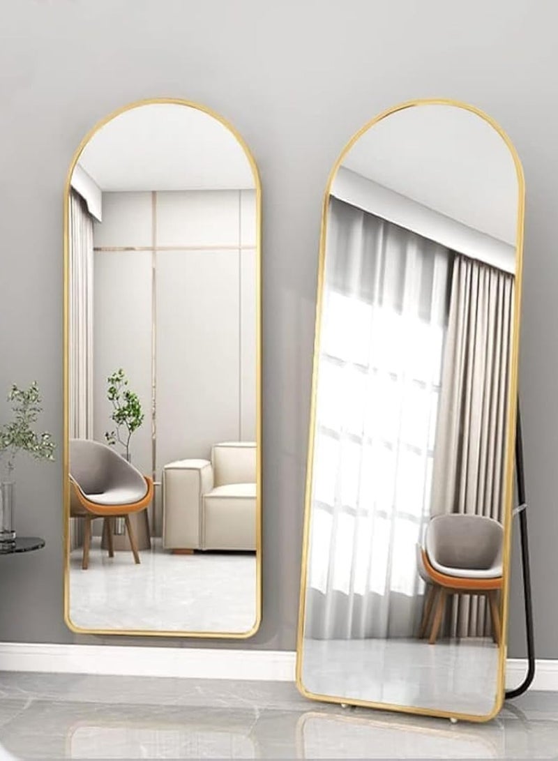 165*60 Arched Full Length Mirror, Floor Big Standing Mirror, Against Wall for Bedroom,Dressing and Wall-Mounted Thin Frame Mirror, Gold - Image 1