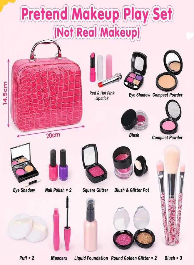 Kidology Makeup Kit Set for Kids - 3-8 Years Girls | 21 Pcs Portable Pretend Play Princess Beauty Set (Not Real Makeup) | Builds Fine Motor Skills | Non-Toxic Mess-Free Suitcase | Gift for Girls - Image 2