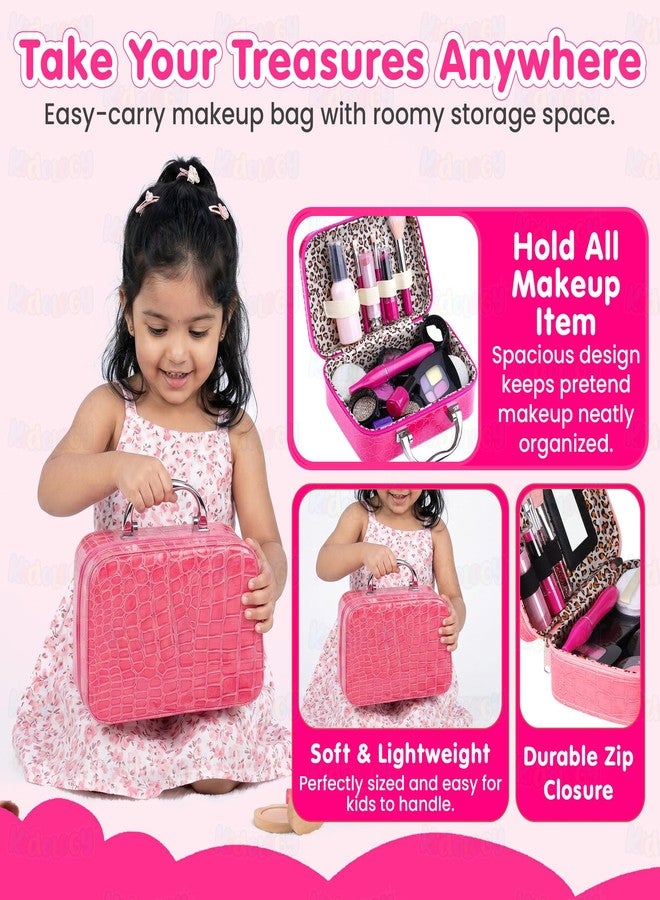 Kidology Makeup Kit Set for Kids - 3-8 Years Girls | 21 Pcs Portable Pretend Play Princess Beauty Set (Not Real Makeup) | Builds Fine Motor Skills | Non-Toxic Mess-Free Suitcase | Gift for Girls - Image 3