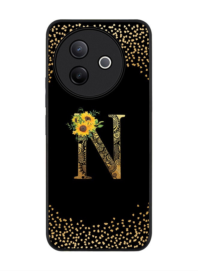 Stylizedd For Vivo Y39 5G / vivo Y300i 5G Case,Slim fit Camera Protection, Shockproof Thin Phone cover  - Custom Floral Monogram - N ( Black ) - Image 1