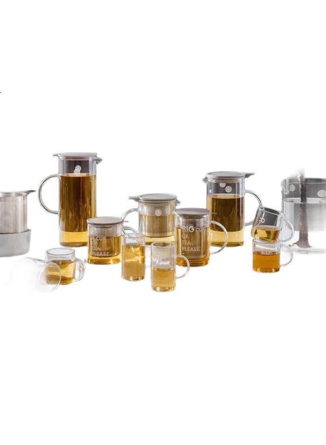 Buydeem Tea Infuser Glass Cup, Office Tea Brewing Filter Cup, High Borosilicate Tea Steeping Cup, Cd1001 Gray Feather Color - Image 2