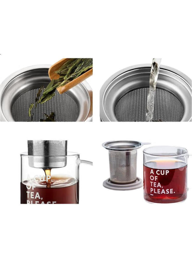 Buydeem Tea Infuser Glass Cup, Office Tea Brewing Filter Cup, High Borosilicate Tea Steeping Cup, Cd1001 Gray Feather Color - Image 3