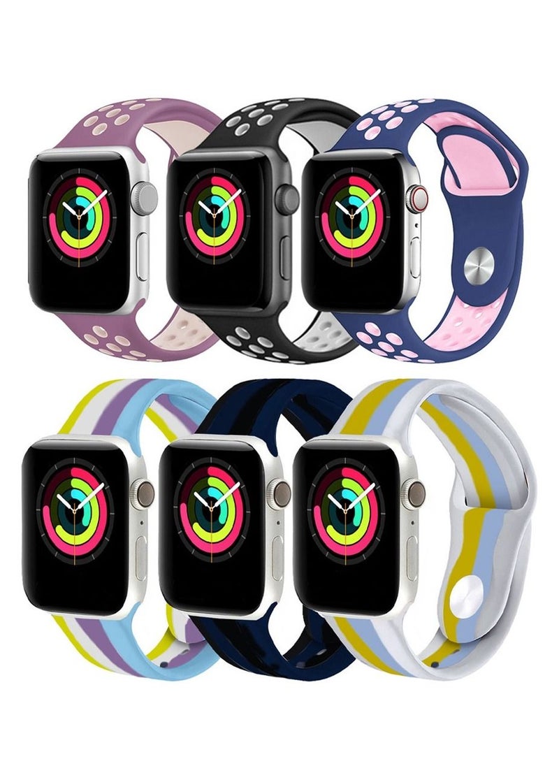 Generic - Apple Watch 41mm 40mm 38mm Silicone Sport Band 6-Pack Nike Design and Rainbow Collection 3 - Image 1