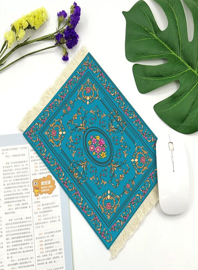 Aramu Vintage Mini Mouse Pad Coasters Oriental Mousepad Floral Style Funny Desk Mat Coasters Graduation Gift for Boho Doll House Rug with Anti Slip Rubber Base for Desk(Classic Style) - Image 1