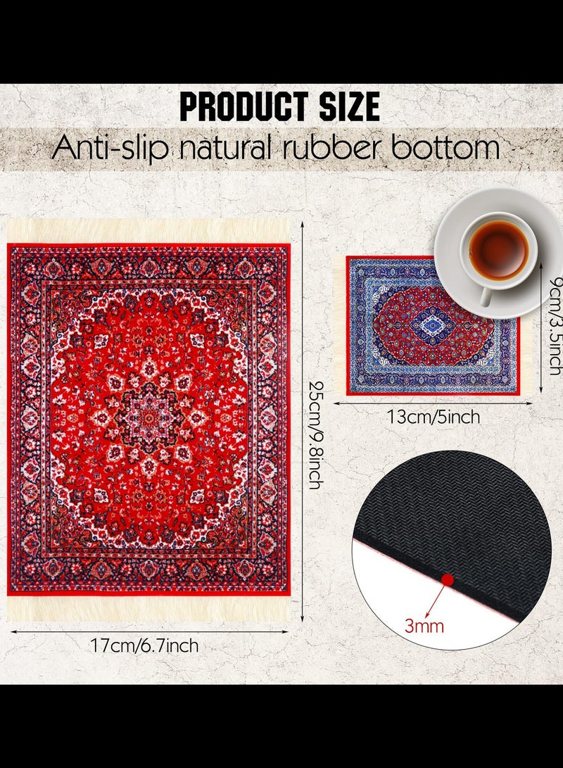Aramu Vintage Mini Mouse Pad Coasters Oriental Mousepad Floral Style Funny Desk Mat Coasters Graduation Gift for Boho Doll House Rug with Anti Slip Rubber Base for Desk(Classic Style) - Image 4