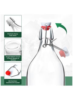 SKYLINK 6Pack 32oz Glass Swing Top Bottles – Airtight Flip Top Glass Bottles with Extra Caps for Kombucha, Home Brewing, Beverages, Oil, Vinegar, Water, Soda, Kefir  - Image 3