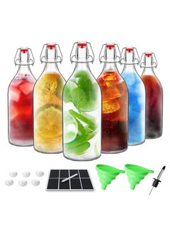 SKYLINK 6Pack 32oz Glass Swing Top Bottles – Airtight Flip Top Glass Bottles with Extra Caps for Kombucha, Home Brewing, Beverages, Oil, Vinegar, Water, Soda, Kefir  - Image 1