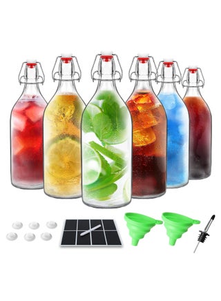 6Pack 32oz Glass Swing Top Bottles – Airtight Flip Top Glass Bottles with Extra Caps for Kombucha, Home Brewing, Beverages, Oil, Vinegar, Water, Soda, Kefir - pzsku/Z7F48E8F73555938D5E29Z/45/1746218172/9efcf784-c0c1-4299-8319-c61e533a69d5