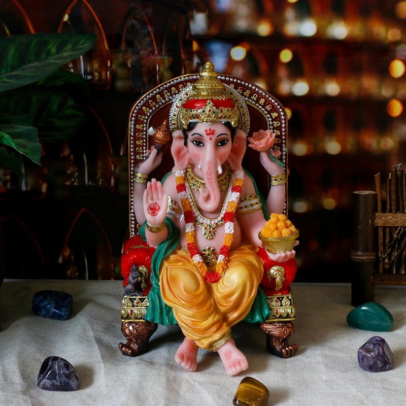 alikiki Polystone Hindu God Ganesha Statue - 7.8" H Lord Ganesh Idol for Diwali Gifts Ganpati Altar Temple Mandir Pooja Item Indian Murti Puja Item Meditation Room Spiritual Decor - Image 4