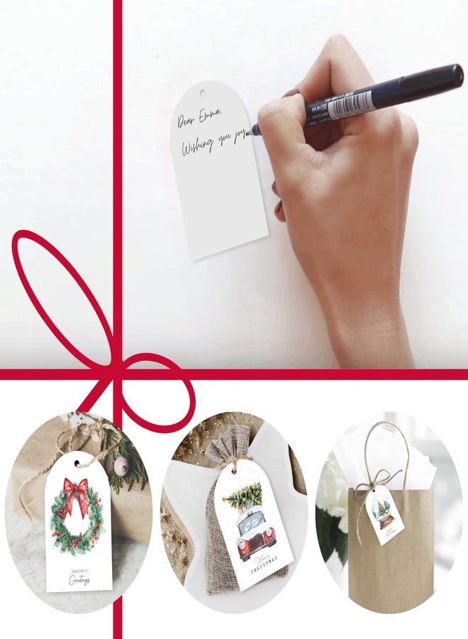 Paper Play Arc-Shaped Watercolor Christmas Gift Tags - 80 Holiday Tags with String, 8 Watercolor Arch Designs - 350 GSM Christmas Name Tags for Gifts - Image 2