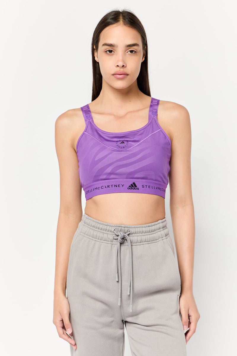 Adidas Adidas x Stella McCartney Women Graphic Printed Padded Sports Bra, Purple  - Image 1