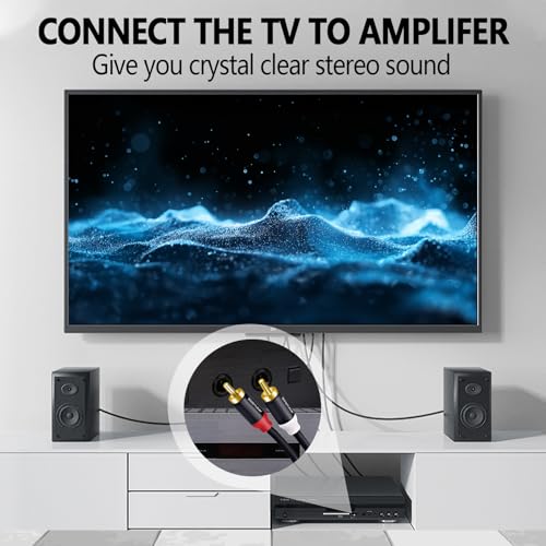 ZEQKULW 2RCA Audio Cable 15 ft 2RCA Male to 2RCA Male Stereo Audio RCA Cables Dual Shielded Gold-Plated 2 RCA Stereo Cable for car Audio Video Cord, Hi-Fi Systems or Home Theater, HDTV (Black, 15FT) - Image 5
