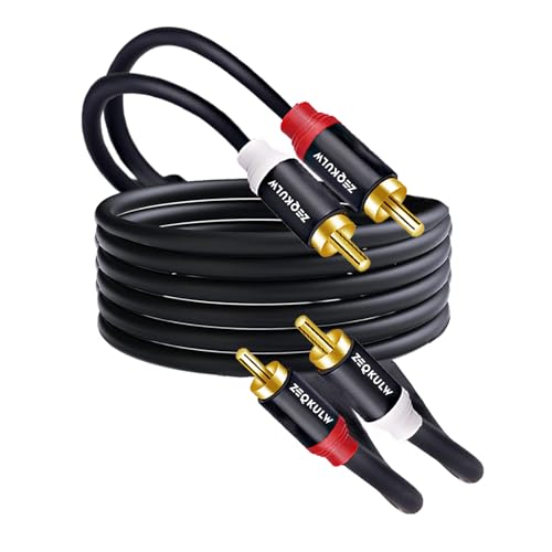 ZEQKULW 2RCA Audio Cable 15 ft 2RCA Male to 2RCA Male Stereo Audio RCA Cables Dual Shielded Gold-Plated 2 RCA Stereo Cable for car Audio Video Cord, Hi-Fi Systems or Home Theater, HDTV (Black, 15FT) - Image 1