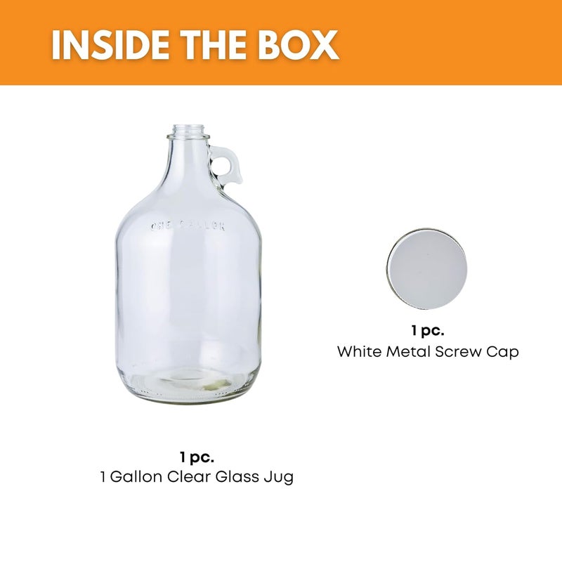 fastrack Home Brew Ohio MN-TF9E-S1RA Glass Water Bottle Includes Metal Screw Cap, 38 mm, 1 gal Capacity - Image 2