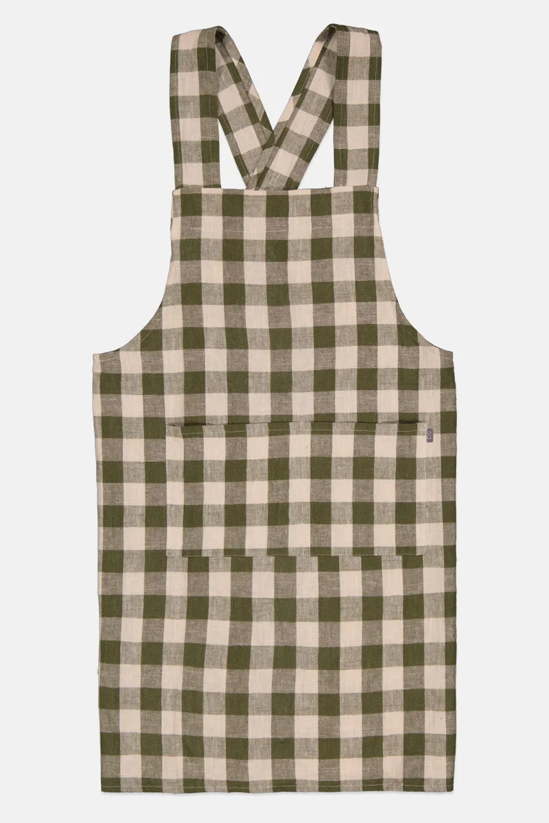 Muy Mucho Adjustable Checkered Kitchen Apron, Green